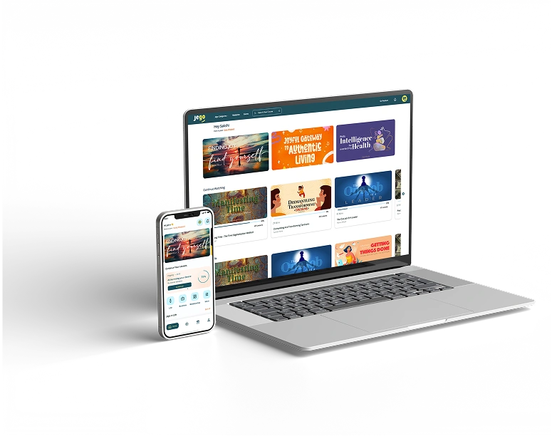 JEGO application shown on laptop and mobile devices